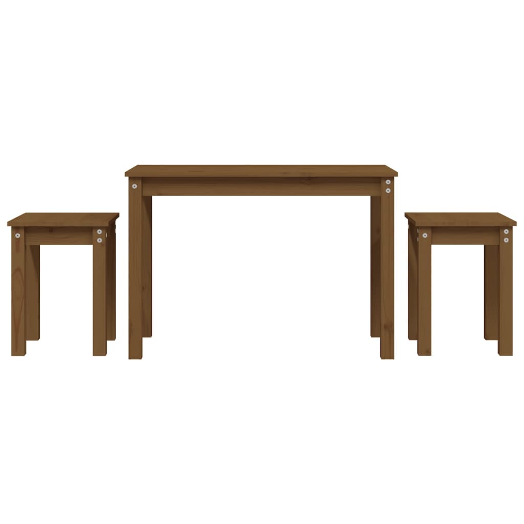 vidaXL Nesting Tables 3 pcs Honey Brown Solid Wood Pine 2