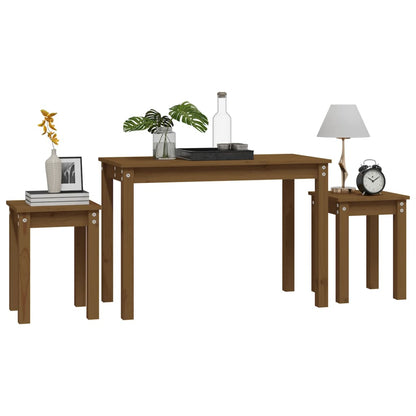 vidaXL Nesting Tables 3 pcs Honey Brown Solid Wood Pine 4