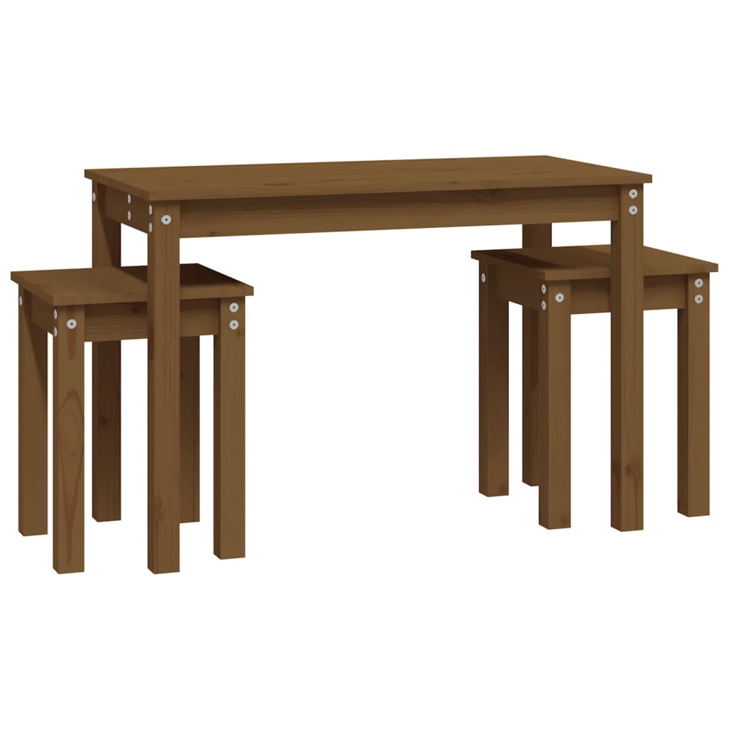 vidaXL Nesting Tables 3 pcs Honey Brown Solid Wood Pine 5