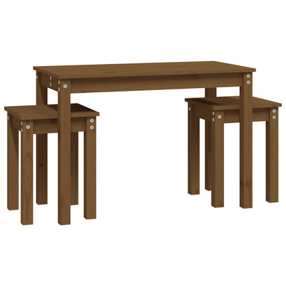 vidaXL Nesting Tables 3 pcs Honey Brown Solid Wood Pine 5