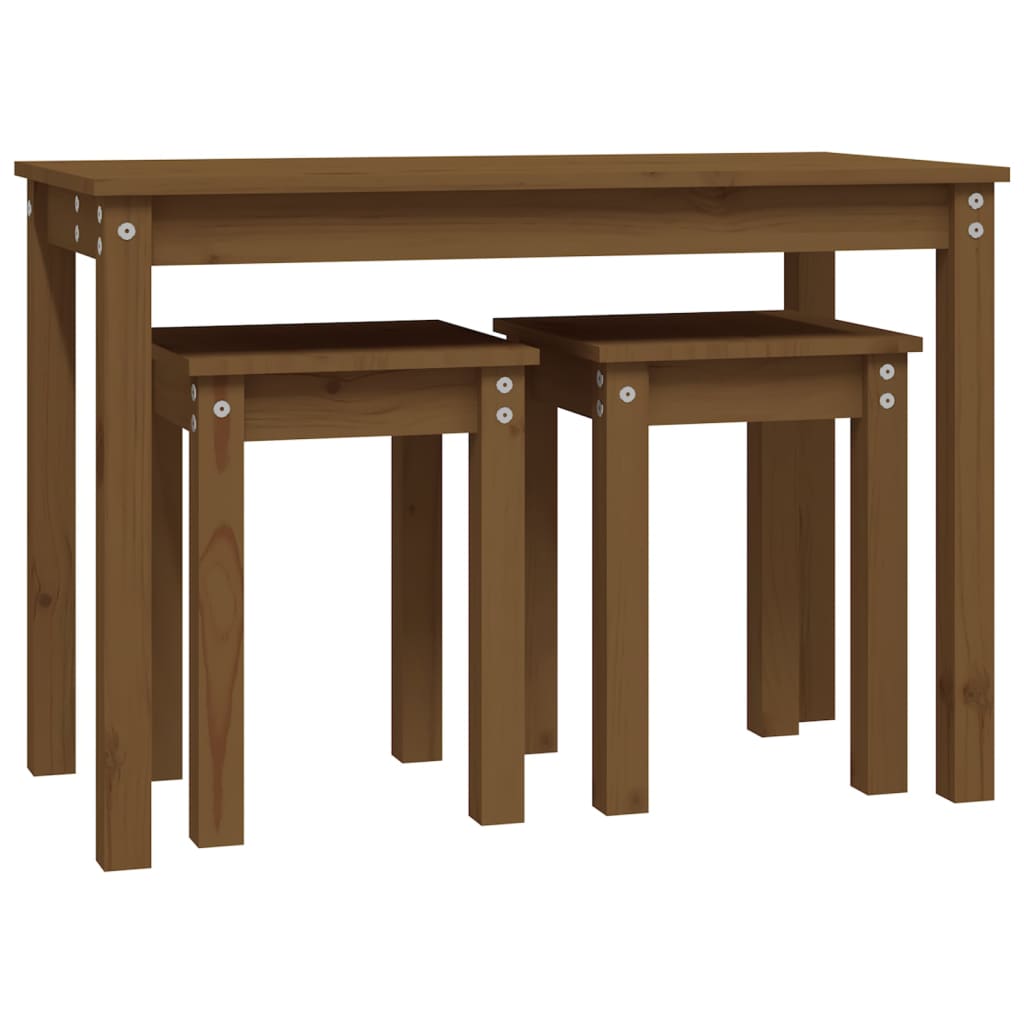vidaXL Nesting Tables 3 pcs Honey Brown Solid Wood Pine 6
