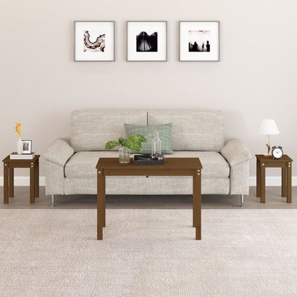 vidaXL Nesting Tables 3 pcs Honey Brown Solid Wood Pine 1