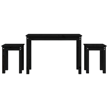 vidaXL Nesting Tables 3 pcs Black Solid Wood Pine 2