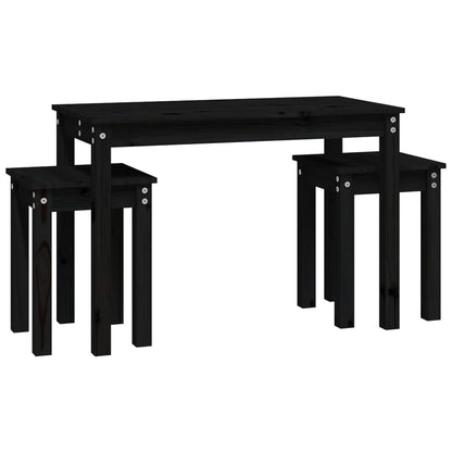 vidaXL Nesting Tables 3 pcs Black Solid Wood Pine 5