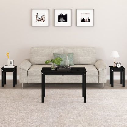 vidaXL Nesting Tables 3 pcs Black Solid Wood Pine 1