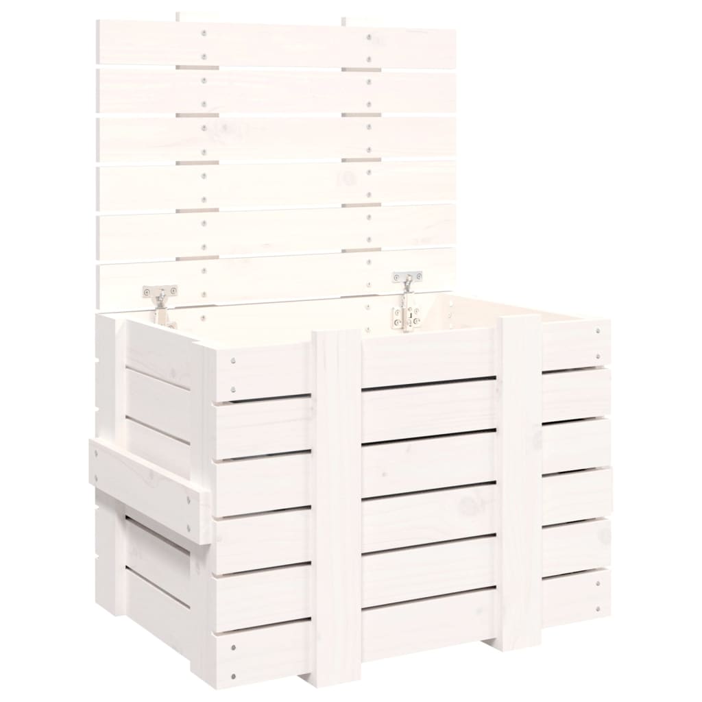 vidaXL Storage Box White 58x40.5x42 cm Solid Wood Pine 2