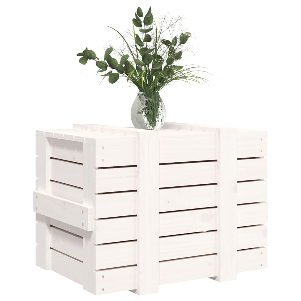 vidaXL Storage Box White 58x40.5x42 cm Solid Wood Pine 4
