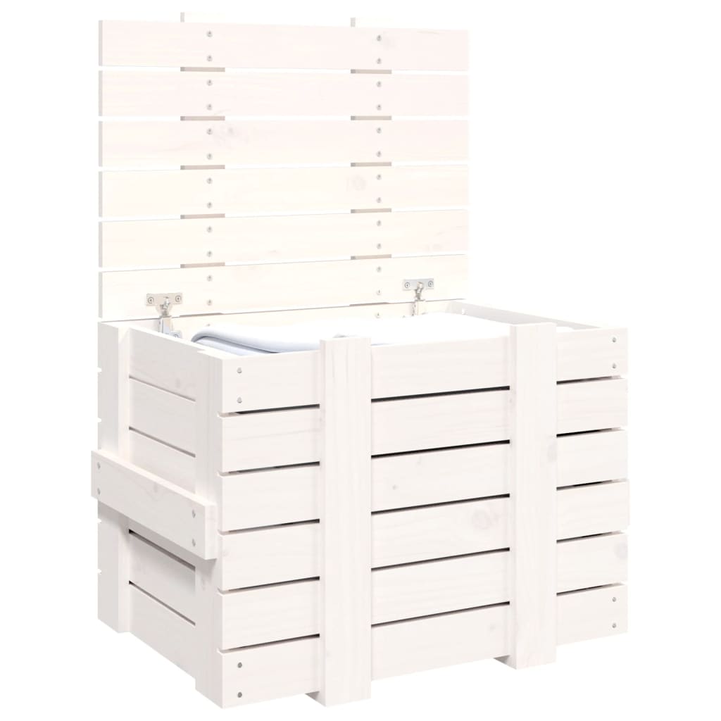 vidaXL Storage Box White 58x40.5x42 cm Solid Wood Pine 5