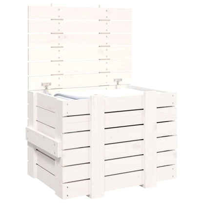 vidaXL Storage Box White 58x40.5x42 cm Solid Wood Pine 5