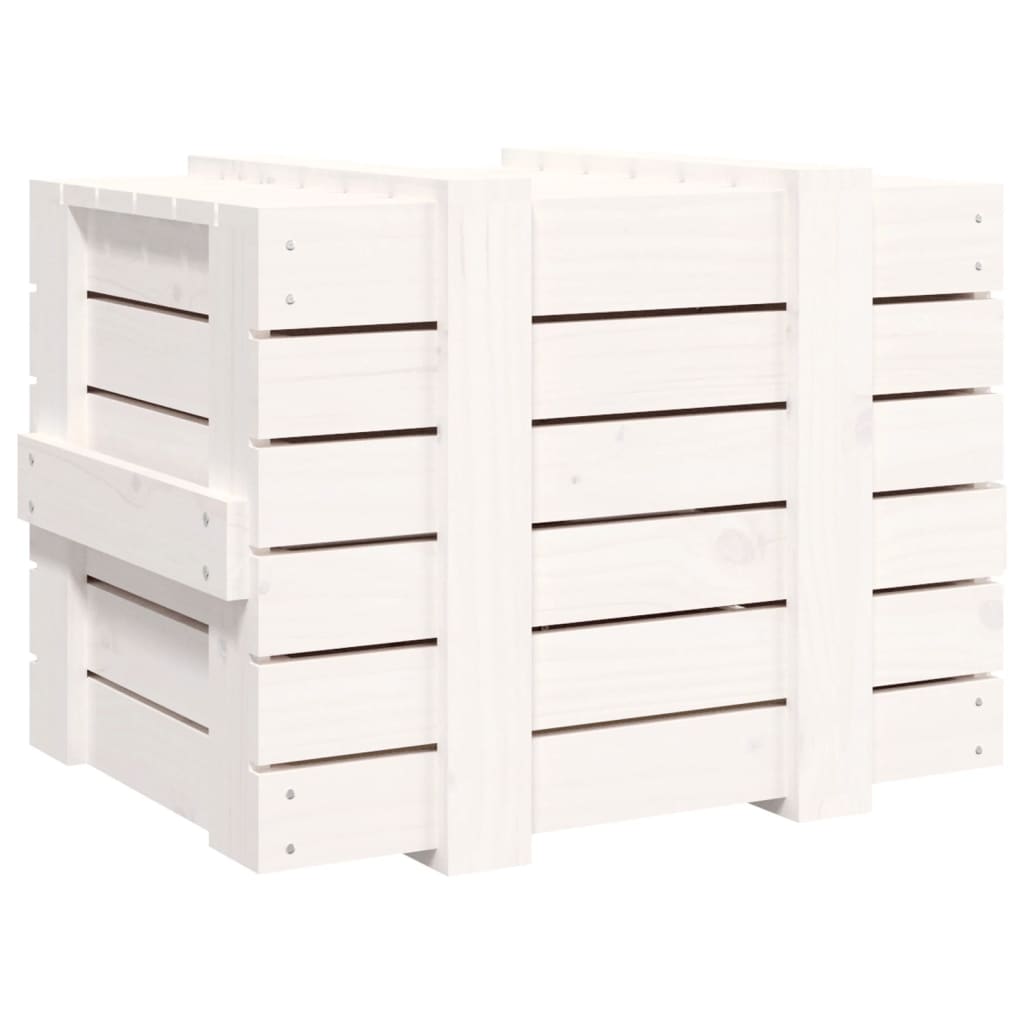 vidaXL Storage Box White 58x40.5x42 cm Solid Wood Pine 6