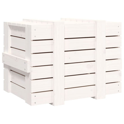 vidaXL Storage Box White 58x40.5x42 cm Solid Wood Pine 6