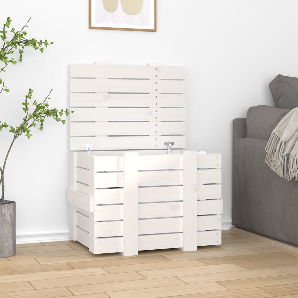 vidaXL Storage Box White 58x40.5x42 cm Solid Wood Pine 1