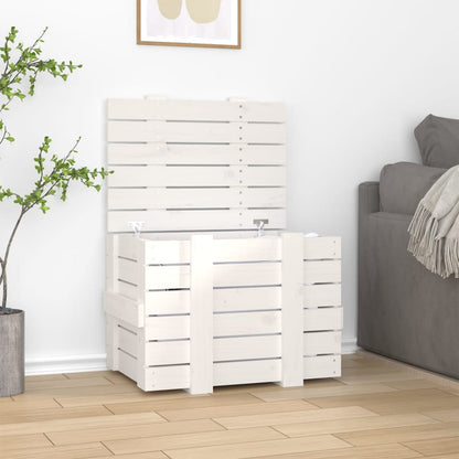 vidaXL Storage Box White 58x40.5x42 cm Solid Wood Pine 1