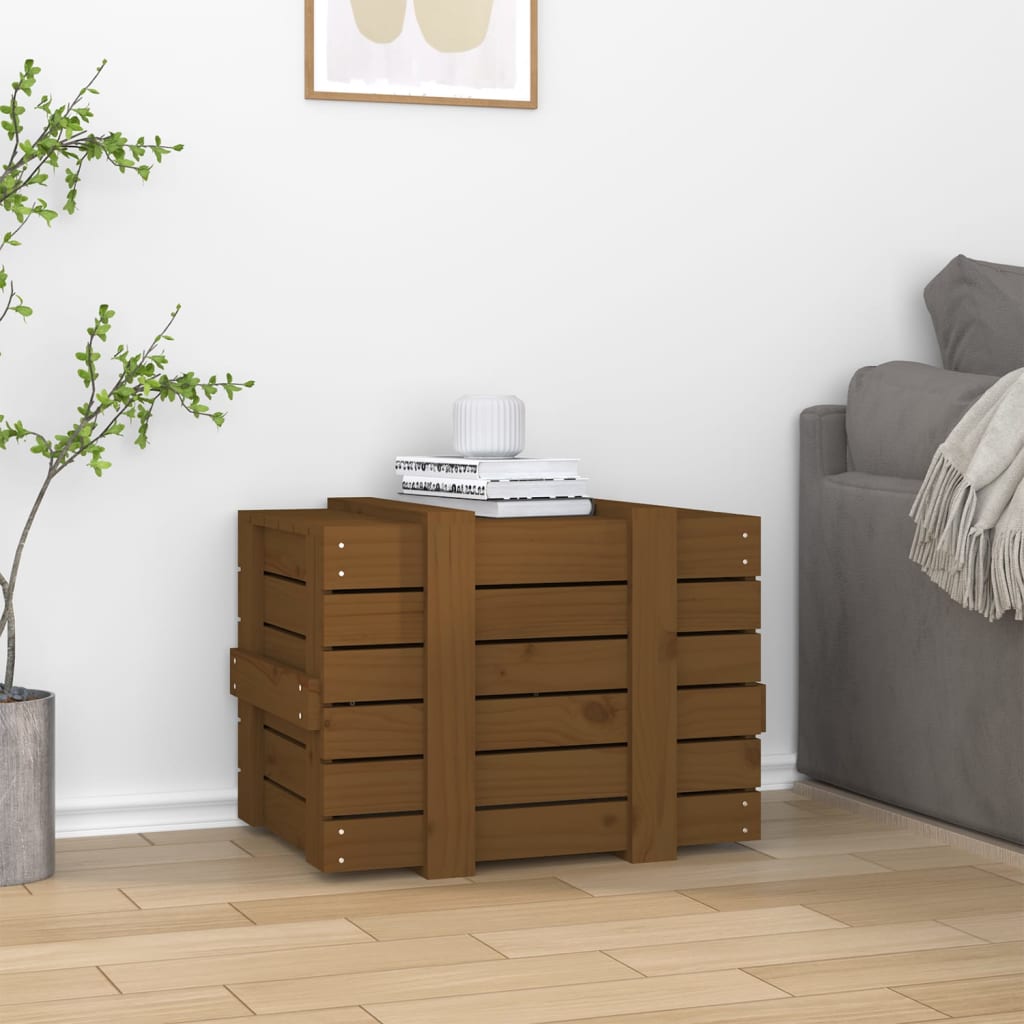 vidaXL Storage Box Honey Brown 58x40.5x42 cm Solid Wood Pine 3