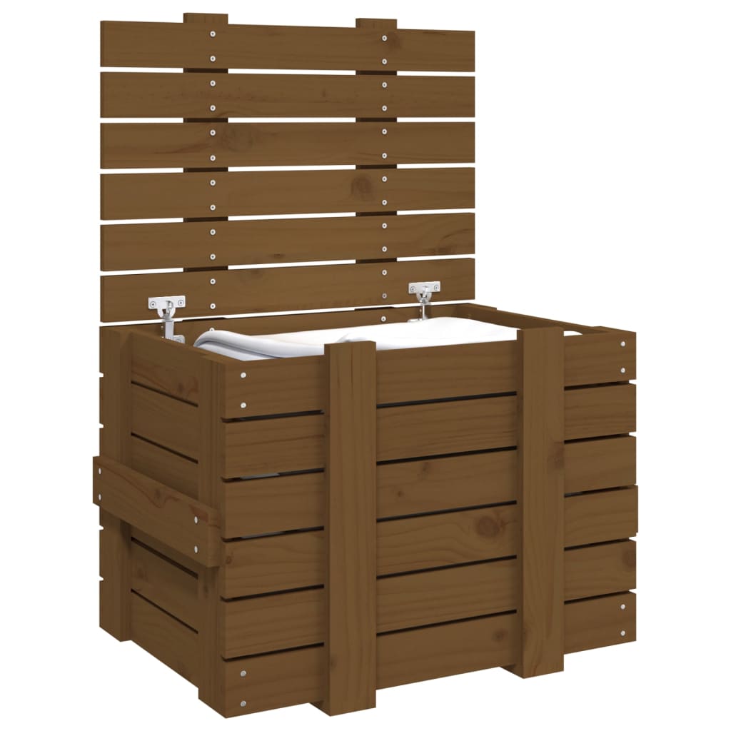 vidaXL Storage Box Honey Brown 58x40.5x42 cm Solid Wood Pine 5