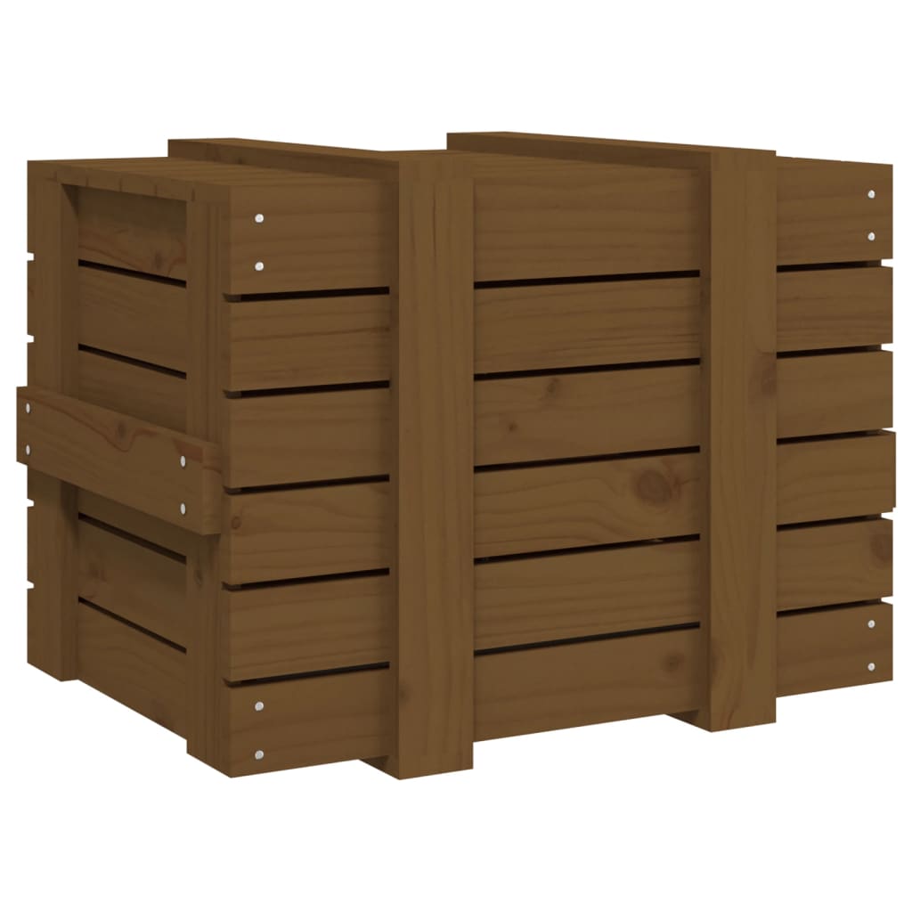vidaXL Storage Box Honey Brown 58x40.5x42 cm Solid Wood Pine 6