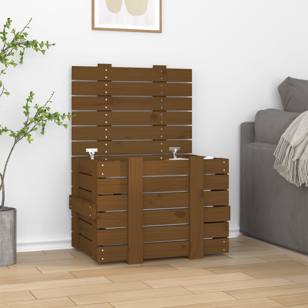 vidaXL Storage Box Honey Brown 58x40.5x42 cm Solid Wood Pine 1