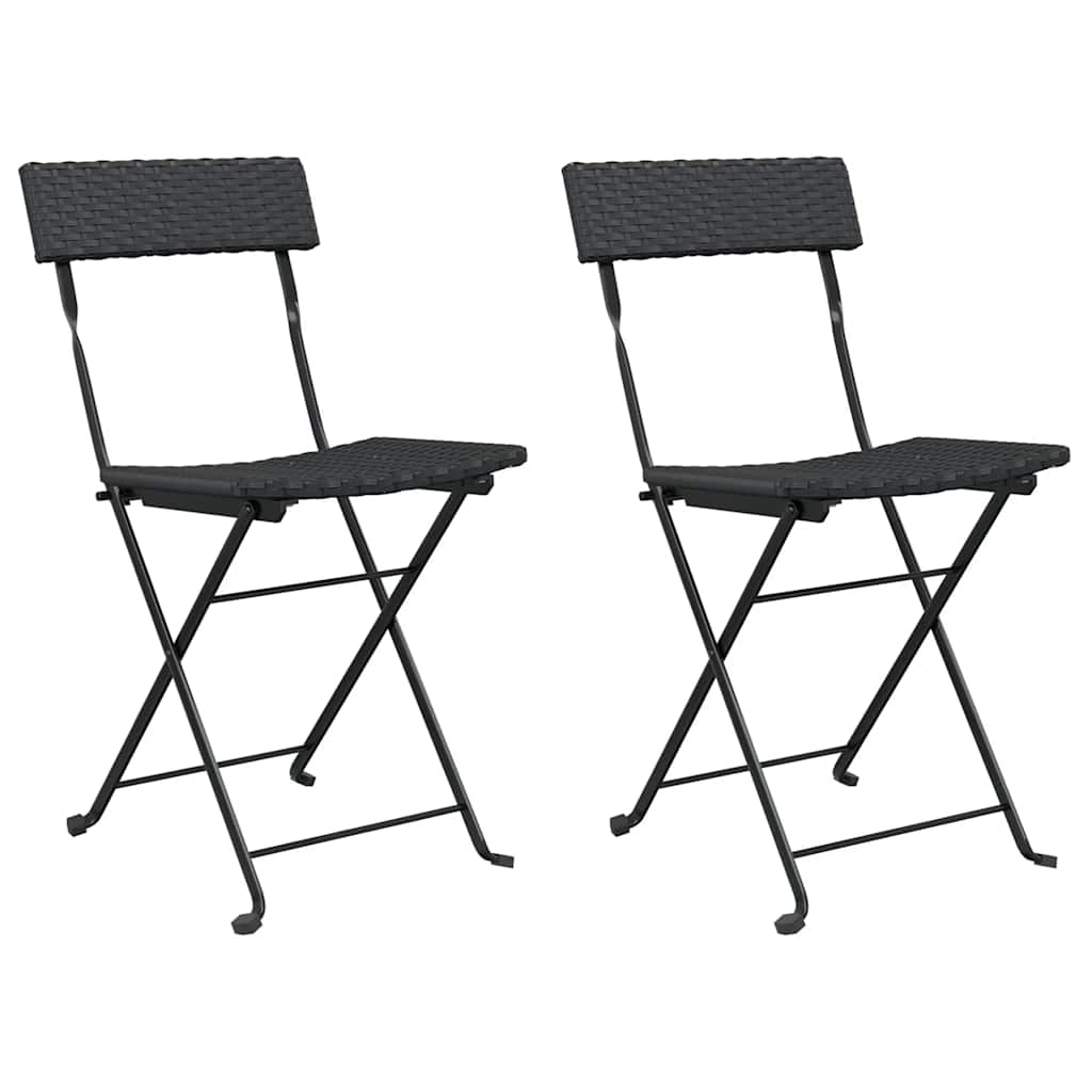 vidaXL Folding Chairs 2 pcs Black Poly Rattan and Steel 2