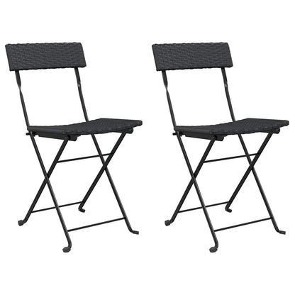 vidaXL Folding Chairs 2 pcs Black Poly Rattan and Steel 2