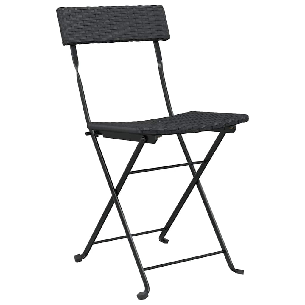 vidaXL Folding Chairs 2 pcs Black Poly Rattan and Steel 3