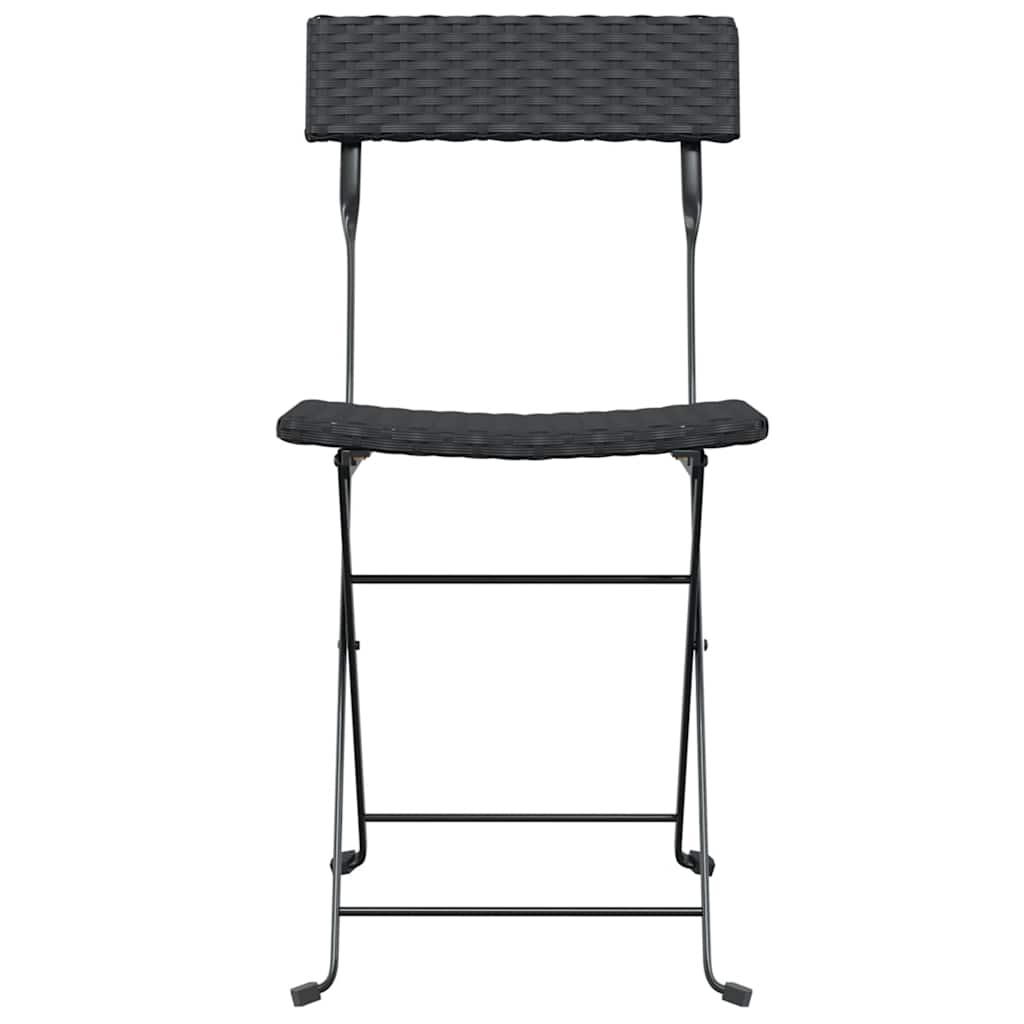 vidaXL Folding Chairs 2 pcs Black Poly Rattan and Steel 4