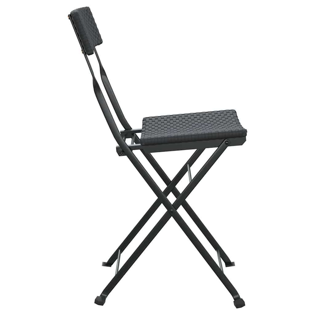 vidaXL Folding Chairs 2 pcs Black Poly Rattan and Steel 5