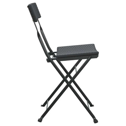 vidaXL Folding Chairs 2 pcs Black Poly Rattan and Steel 5
