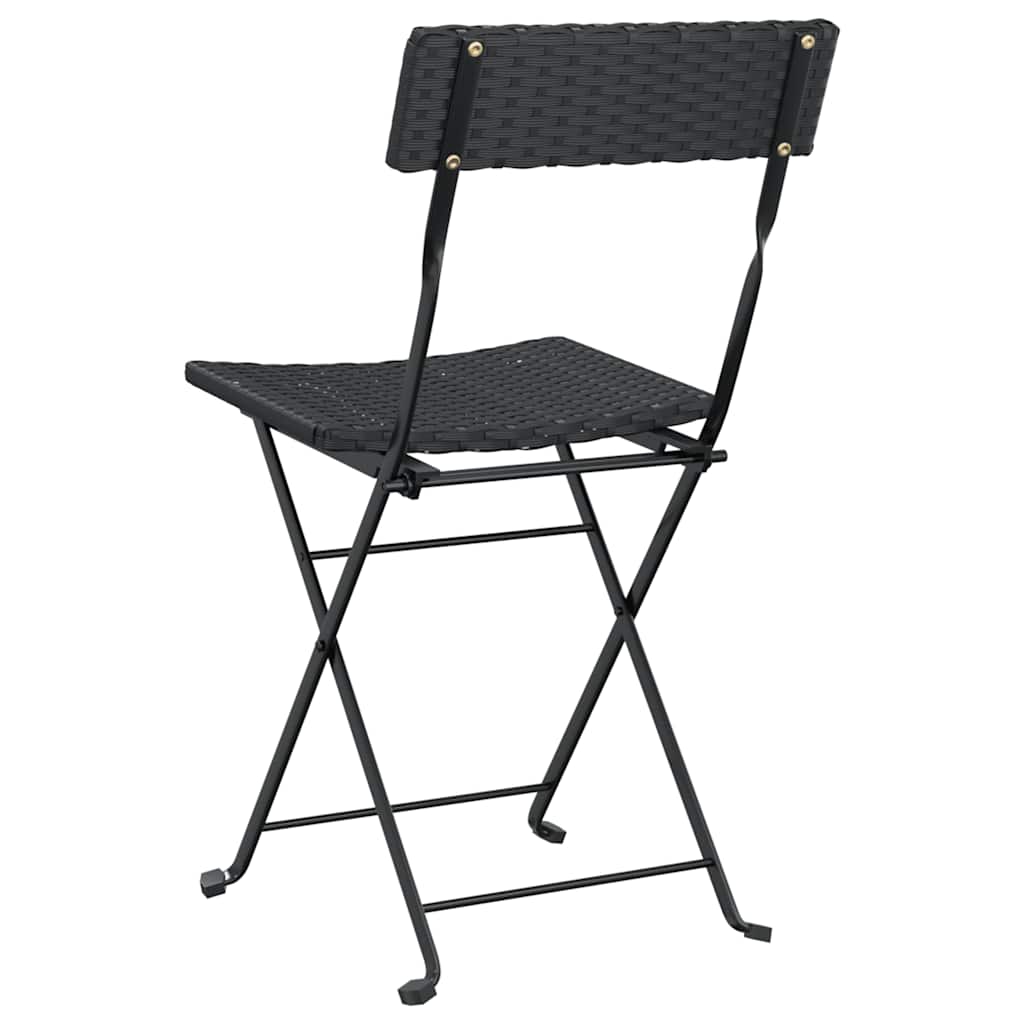 vidaXL Folding Chairs 2 pcs Black Poly Rattan and Steel 6