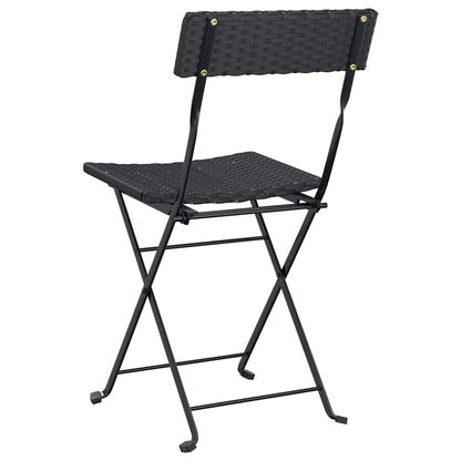 vidaXL Folding Chairs 2 pcs Black Poly Rattan and Steel 6