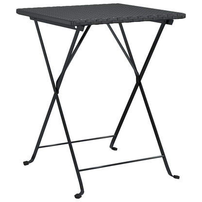 vidaXL 3 Piece Folding Bistro Set Black Poly Rattan 5