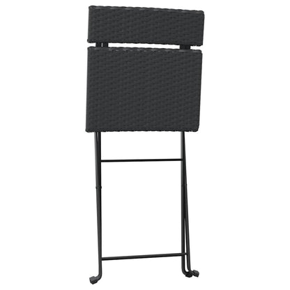 vidaXL 3 Piece Folding Bistro Set Black Poly Rattan 6