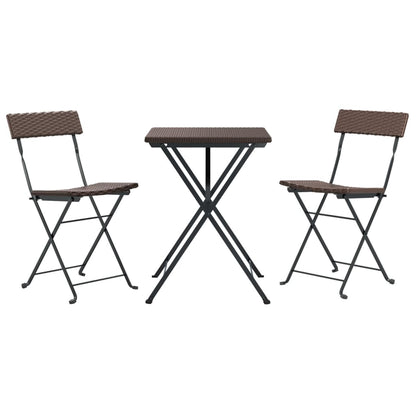 vidaXL 3 Piece Folding Bistro Set Brown Poly Rattan 3