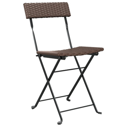 vidaXL 3 Piece Folding Bistro Set Brown Poly Rattan 4