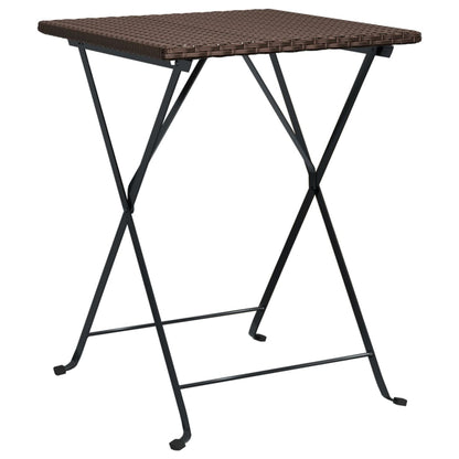 vidaXL 3 Piece Folding Bistro Set Brown Poly Rattan 5