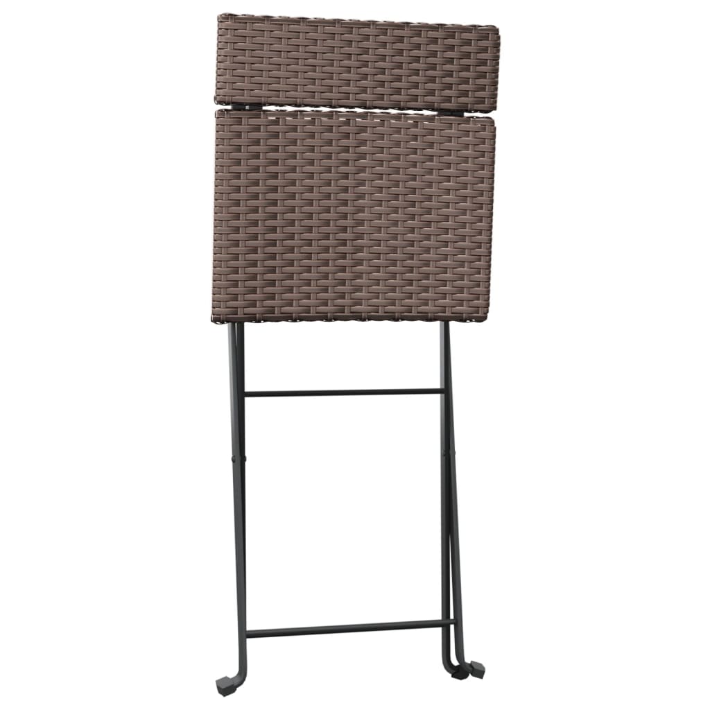 vidaXL 3 Piece Folding Bistro Set Brown Poly Rattan 6