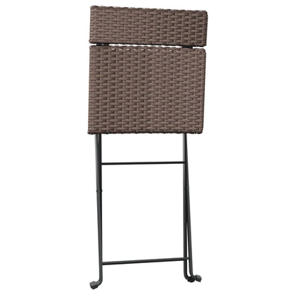 vidaXL 3 Piece Folding Bistro Set Brown Poly Rattan 6