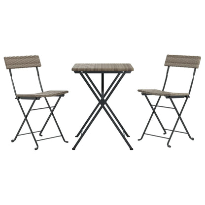 vidaXL 3 Piece Folding Bistro Set Grey Poly Rattan 3