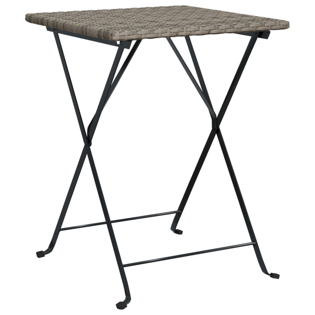 vidaXL 3 Piece Folding Bistro Set Grey Poly Rattan 5