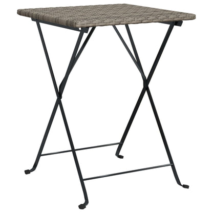 vidaXL 3 Piece Folding Bistro Set Grey Poly Rattan 5