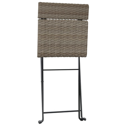 vidaXL 3 Piece Folding Bistro Set Grey Poly Rattan 6