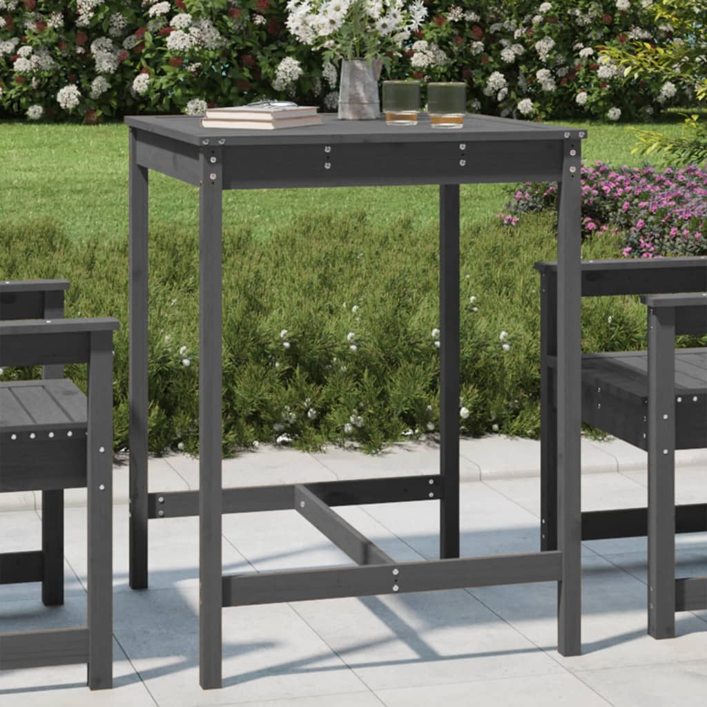 vidaXL Garden Table Grey 82.5x82.5x110 cm Solid Wood Pine 1