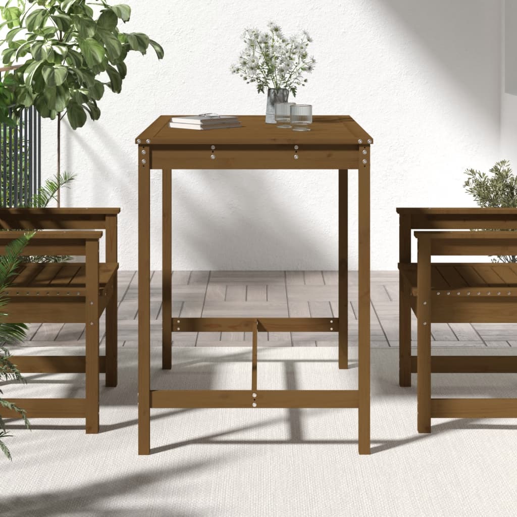 vidaXL Garden Table Honey Brown 121x82.5x110 cm Solid Wood Pine 3