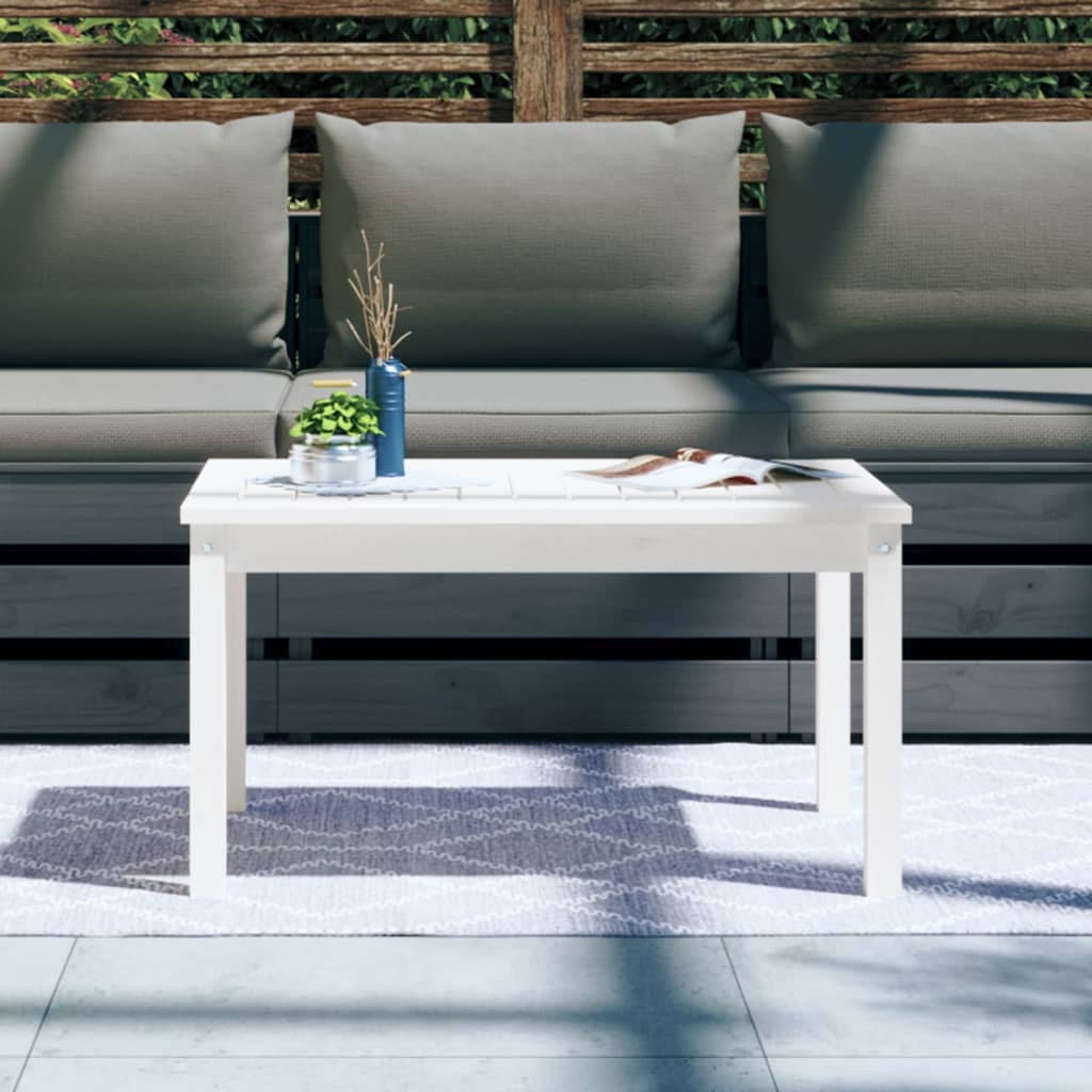 vidaXL Garden Table White 82.5x50.5x45 cm Solid Wood Pine 3