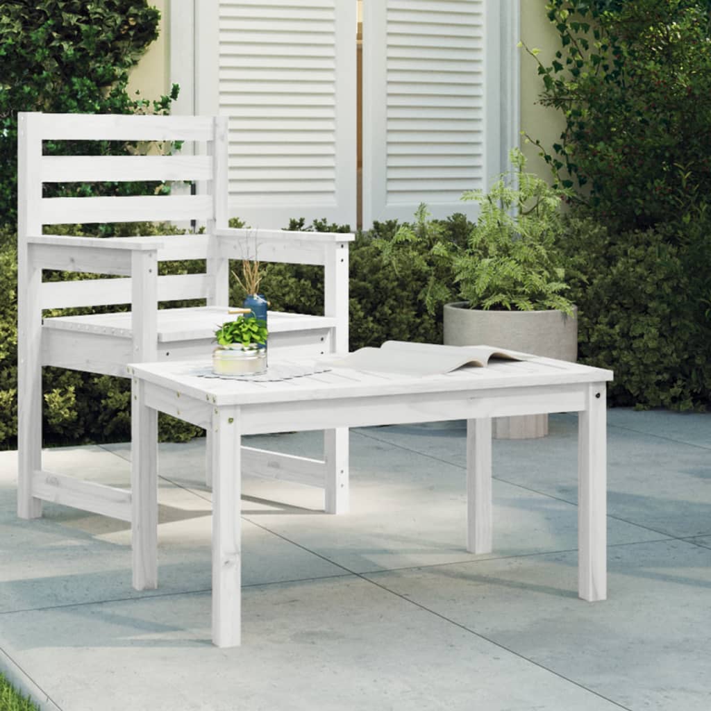 vidaXL Garden Table White 82.5x50.5x45 cm Solid Wood Pine 1