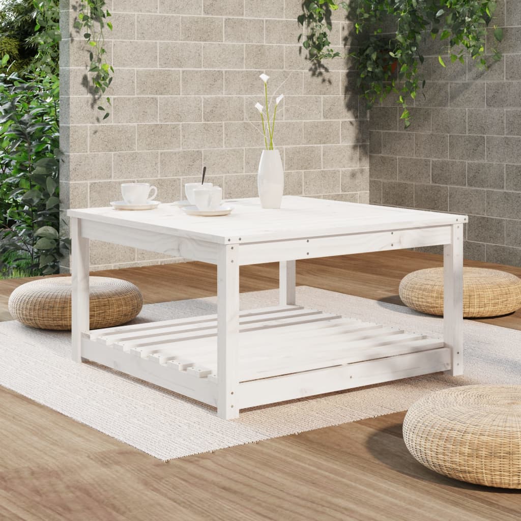 vidaXL Garden Table White 82,5x82,5x45 cm Solid Wood Pine 3