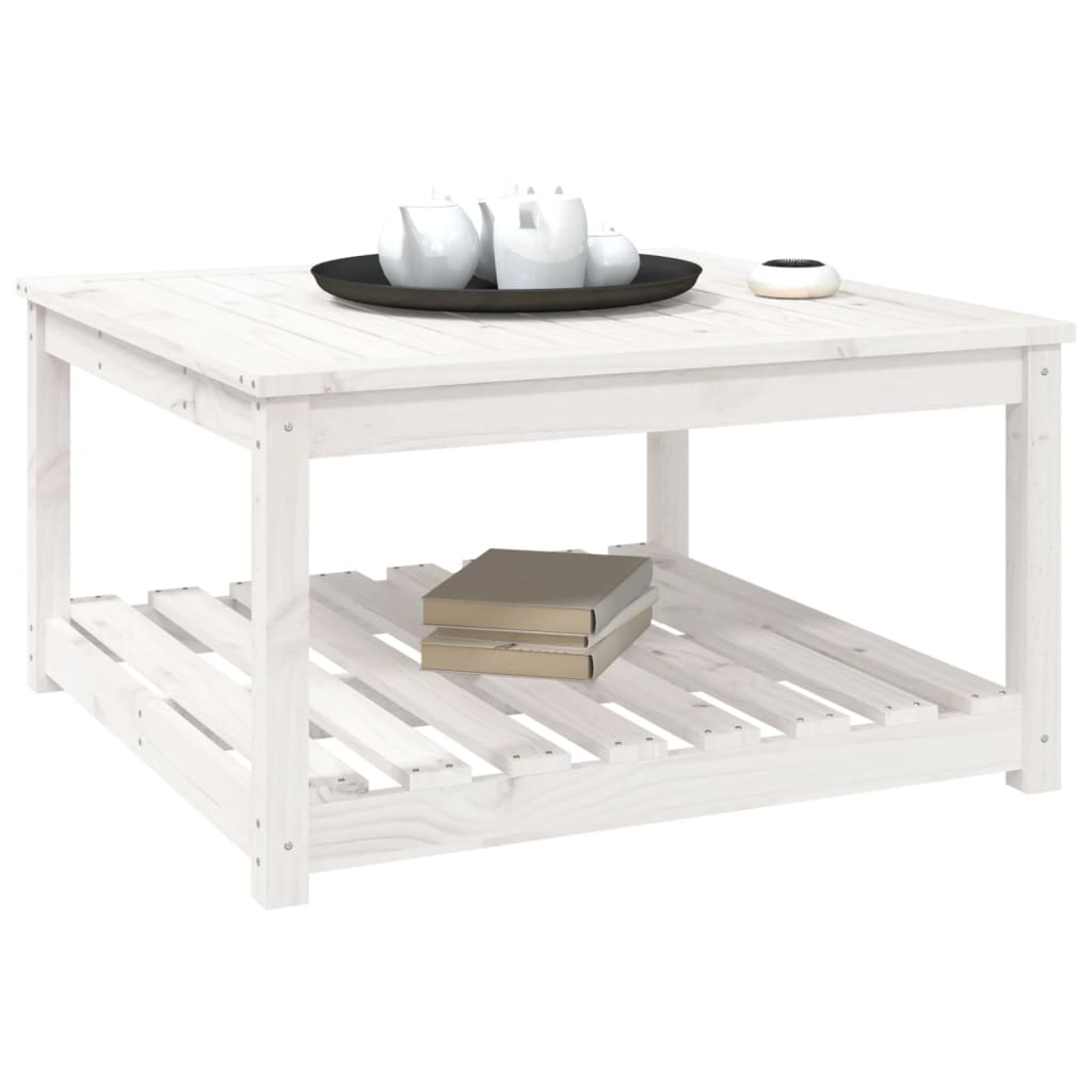 vidaXL Garden Table White 82,5x82,5x45 cm Solid Wood Pine 6