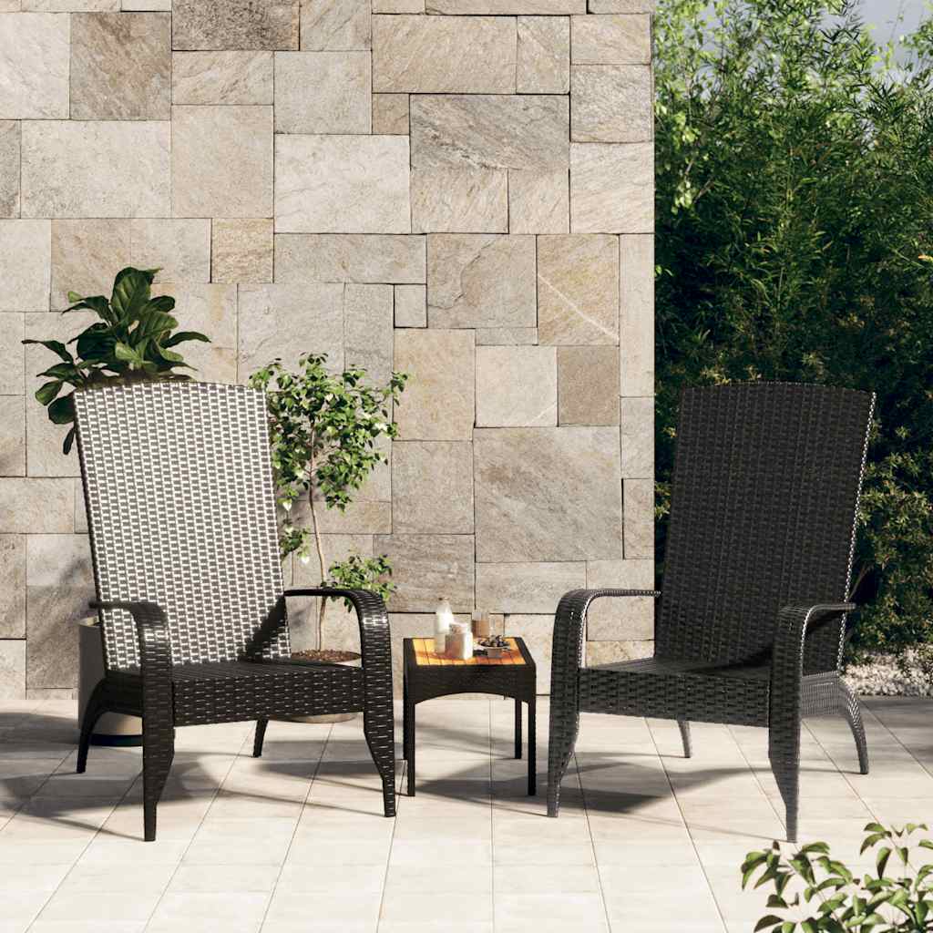 vidaXL Garden Adirondack Chair Black Poly Rattan 1