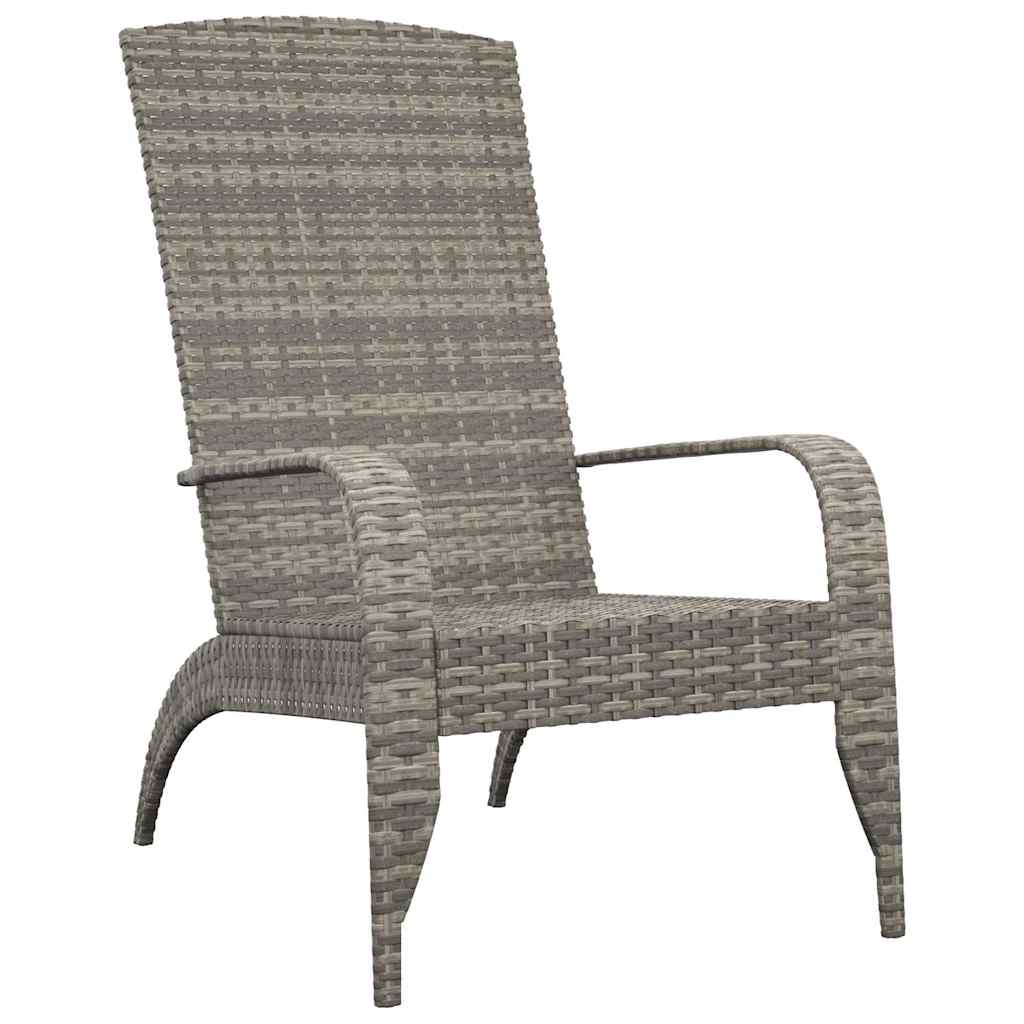 vidaXL Garden Adirondack Chair Grey Poly Rattan 2