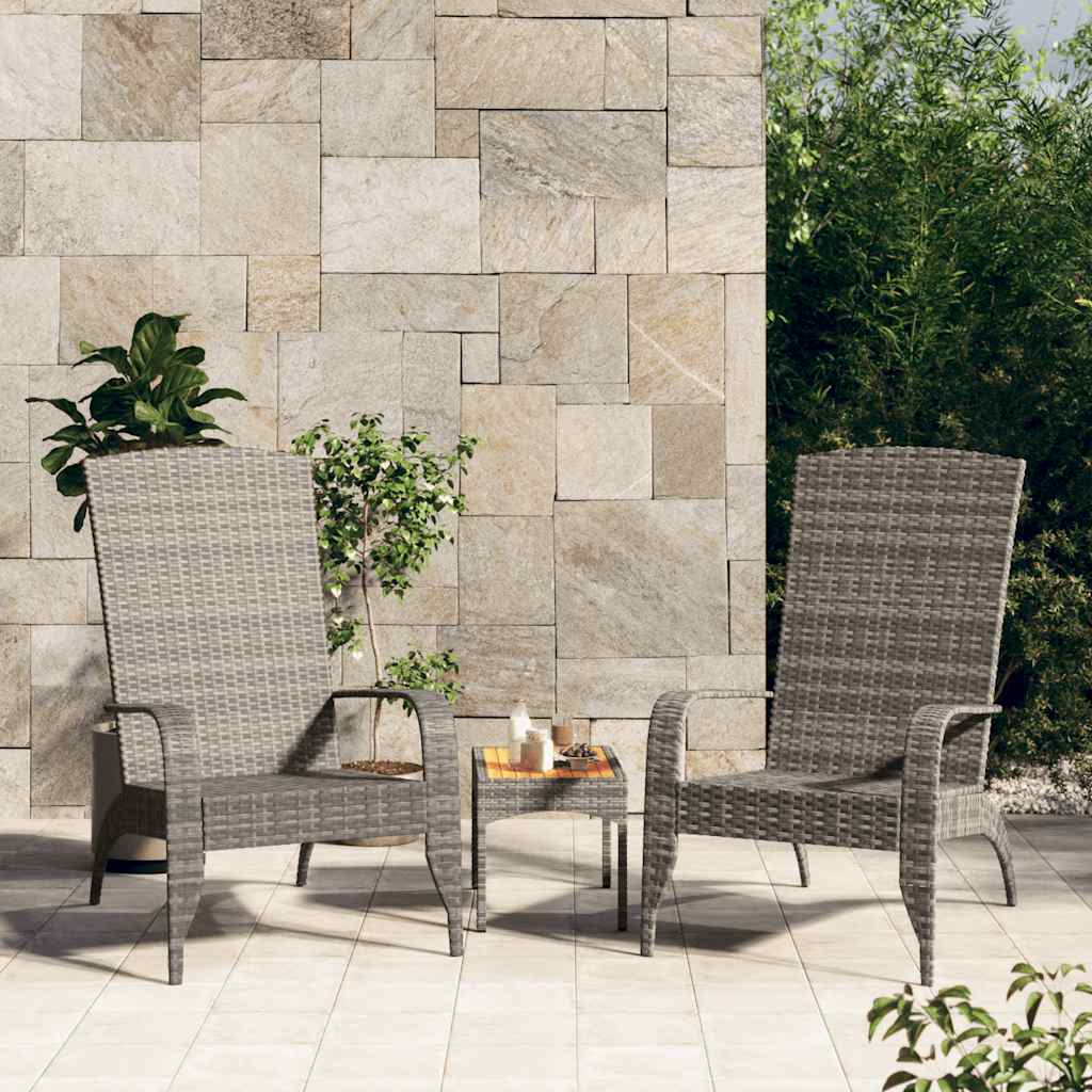 vidaXL Garden Adirondack Chair Grey Poly Rattan 1
