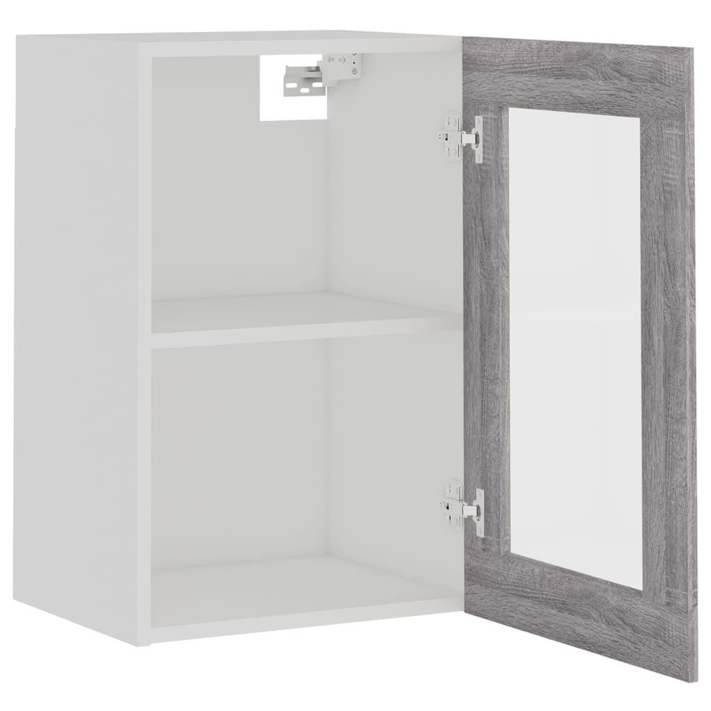 vidaXL Hanging Glass Cabinet Lyon Grey Sonoma 40x31x60 cm Engineered Wood 6